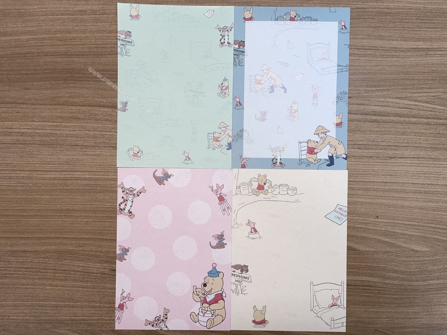 04 papéis de carta pequenos do Pooh 17