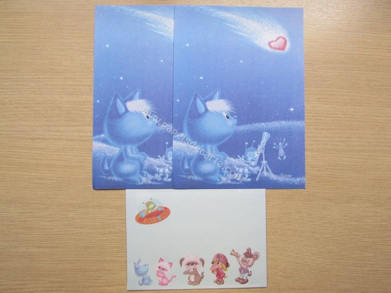 Conjunto com 2 folhas e 1 envelope da Coleções Pets 05