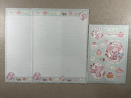 Conjunto com 2 folhas e 1 envelope da Piggy Girl 14