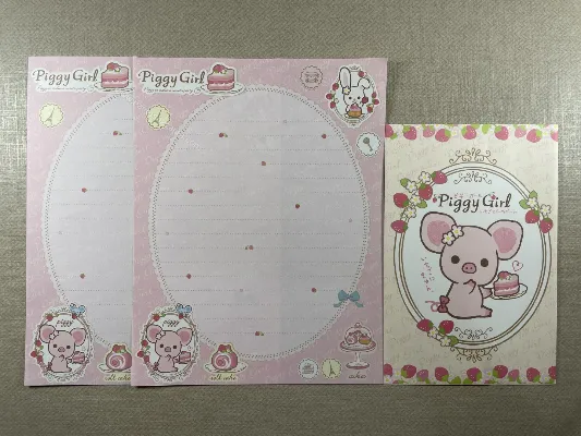 Conjunto com 2 folhas e 1 envelope da Piggy Girl 15